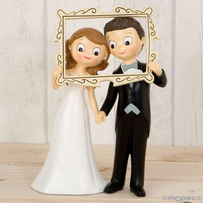 Figura para tartas de Bodas Novios con Photocall 23cm